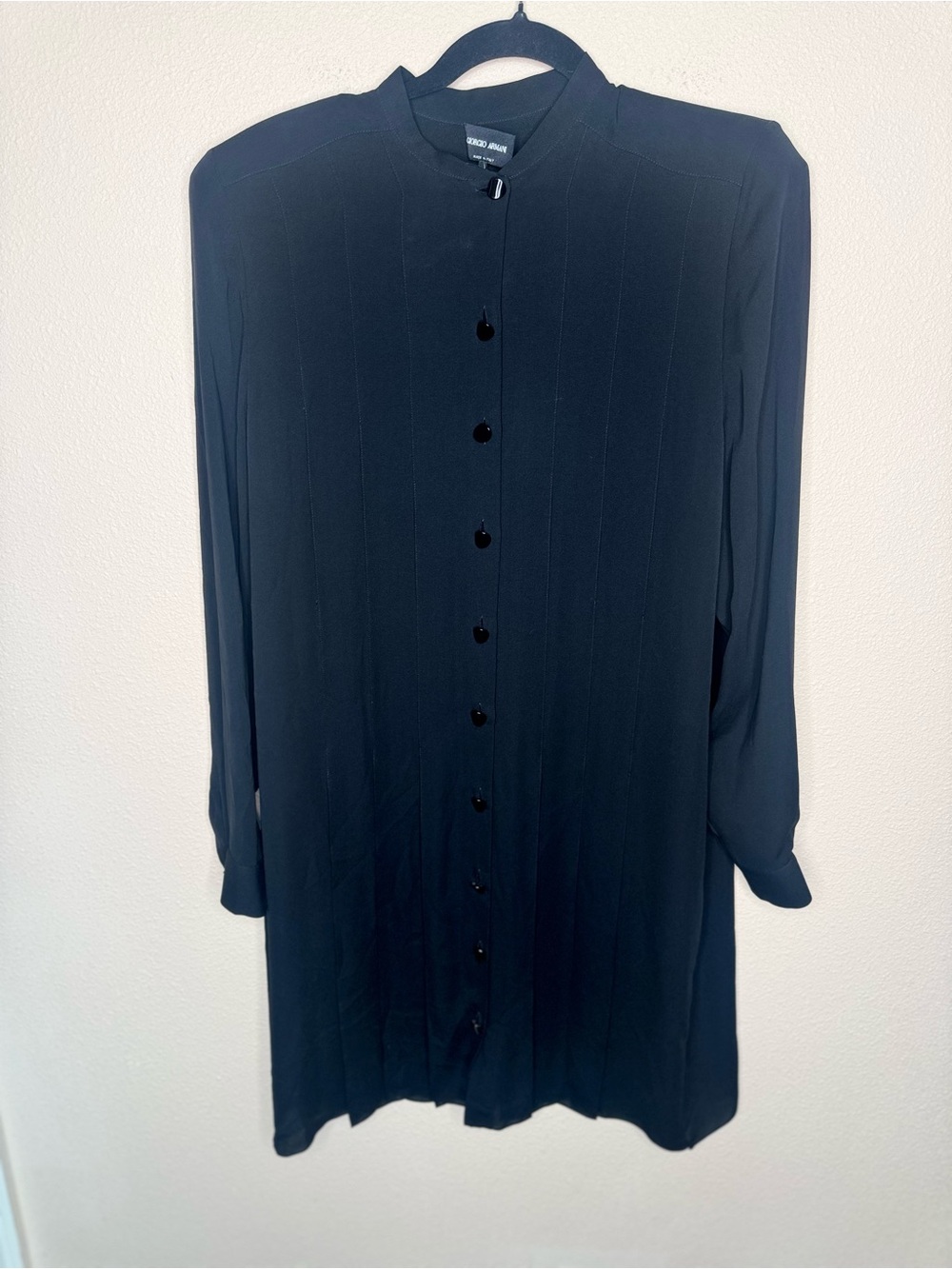 NWT Armani Silk black midi long sleeve dress